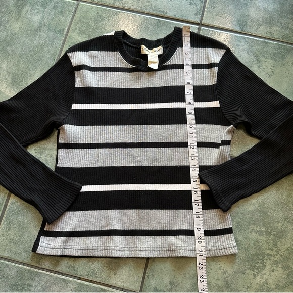 VTG Y2K 90s Striped Ribbed Chunky Knit Sweater - Picture 9 of 10